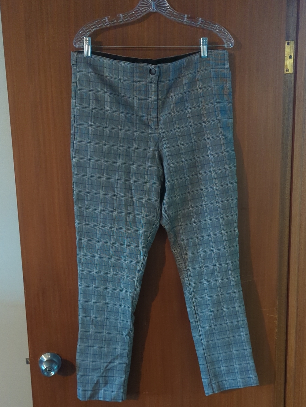 Gray Plaid Women's Dress Pants - Classic Straight Leg Fit